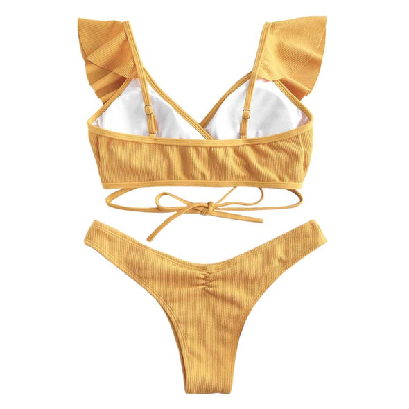 Kaley Mustard Ruffle Bikini