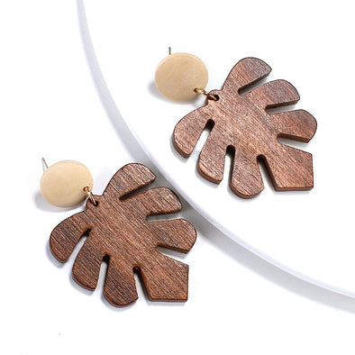 Wooden Leaf Earring